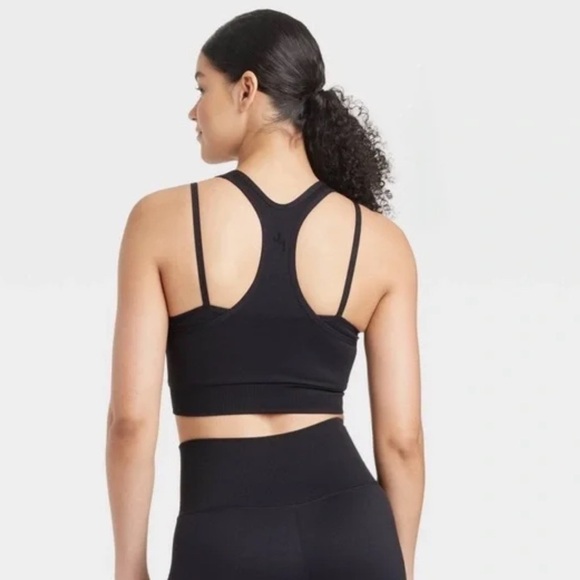 JoyLab women’s large sports bra double layer black seamless high neck NWT - Picture 2 of 11